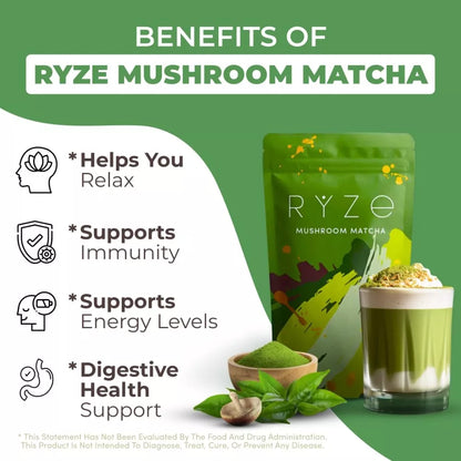 RYZE Organic Mushroom Matcha – 30 Servings