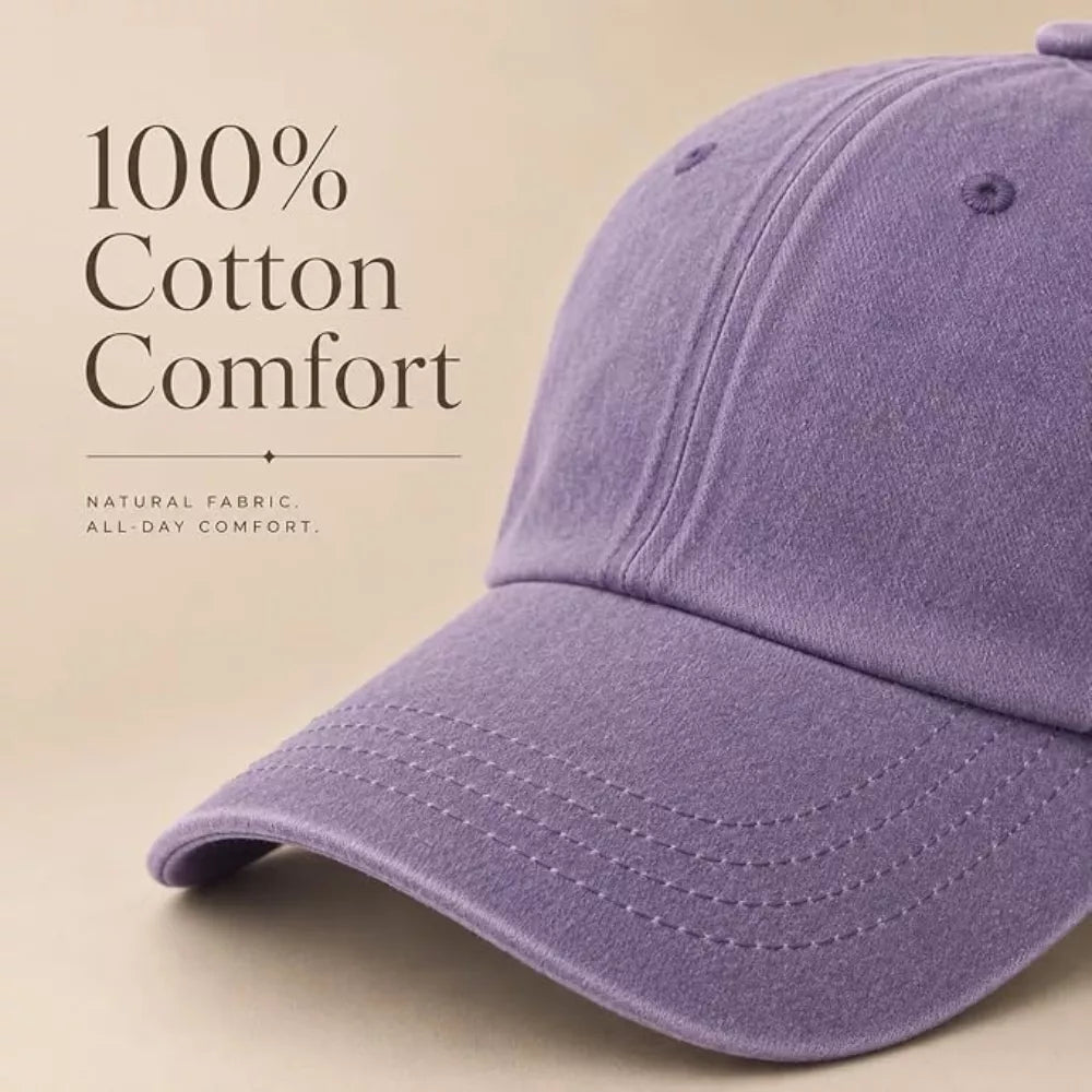 GM Apparel Stonewashed Distressed Baseball Cap – Adjustable Dad Hat (Lilac)
