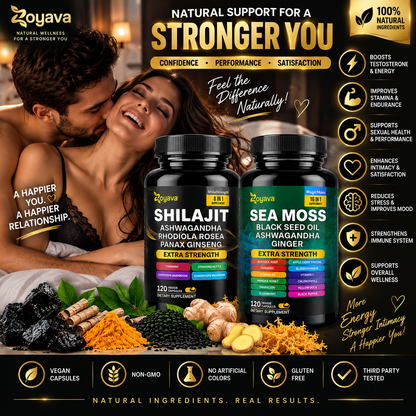 Shilajit & Sea Moss Supplement for Men – Extra Strength 8-in-1 + 16-in-1 Formula
