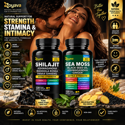 Shilajit & Sea Moss Supplement for Men – Extra Strength 8-in-1 + 16-in-1 Formula