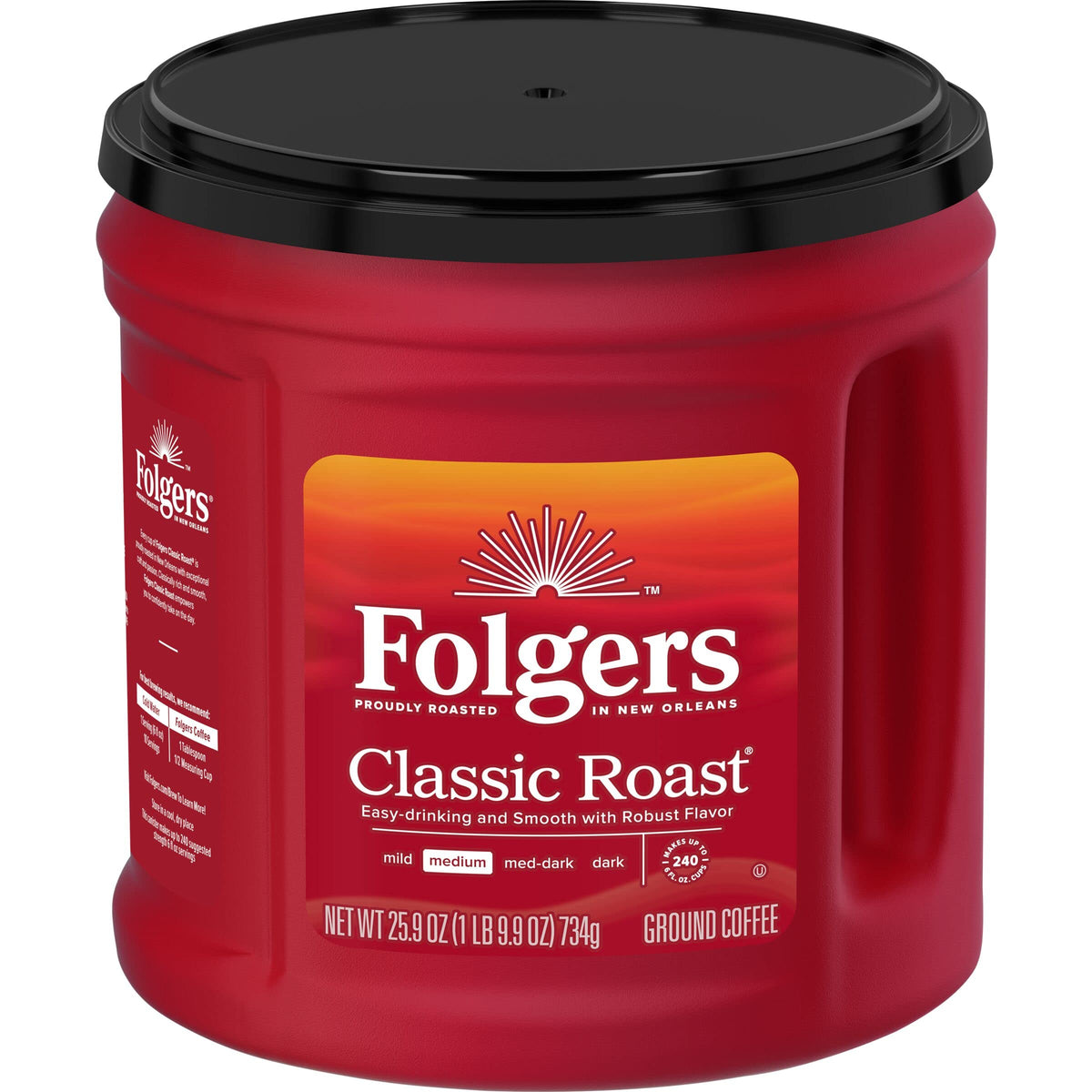 Folgers Classic Roast Ground Coffee – Medium Roast, 25.9 Oz Canister