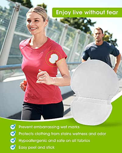 100 Pcs Underarm Sweat Pads for Men & Women – Disposable Armpit Sweat Shields, Extra Adhesive, Non-Visible Dress Guards