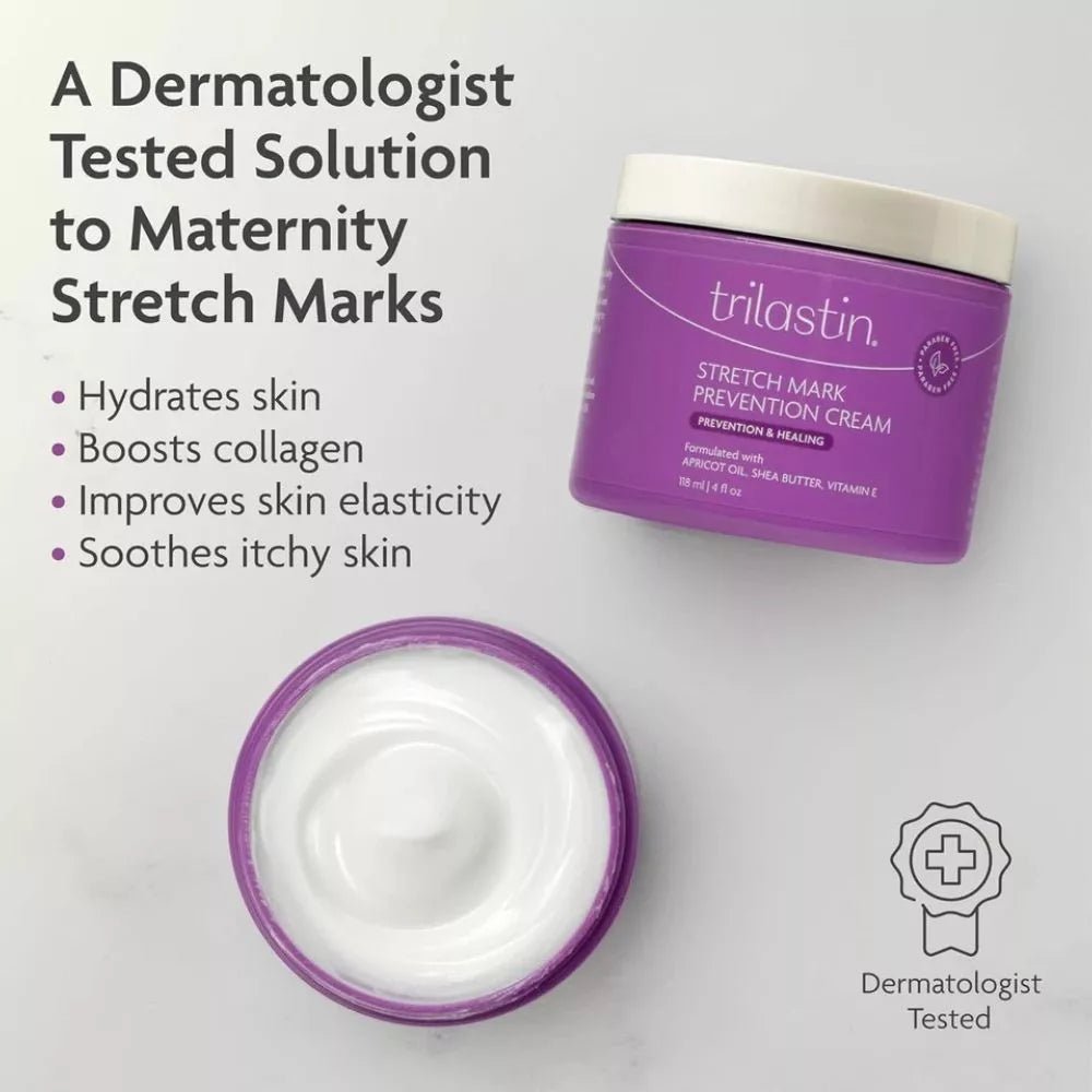 TriLASTIN Maternity Stretch Mark Prevention Cream – Hydrating Pregnancy Body Cream 4 oz