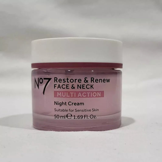 No7 Restore & Renew Multi Action Night Cream – Anti-Aging Face & Neck Moisturizer 1.69 oz