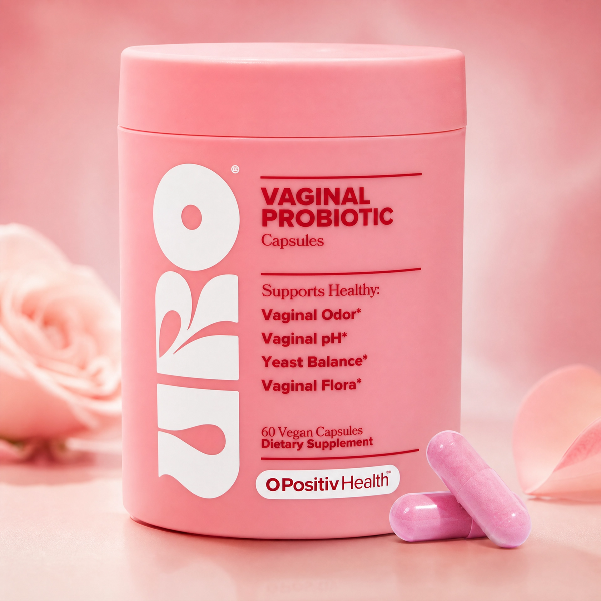 URO Vaginal Probiotics for Women – 5 Billion CFU Lactobacillus & XOS Prebiotics, 60 Vegan Capsules